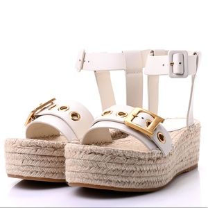 Christian Dior White Espadrille Wedges